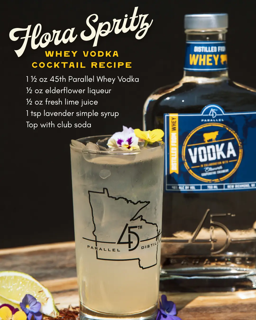 45th Parallel Distillery Whey Vodka Flora Spritz Cocktail Recipe