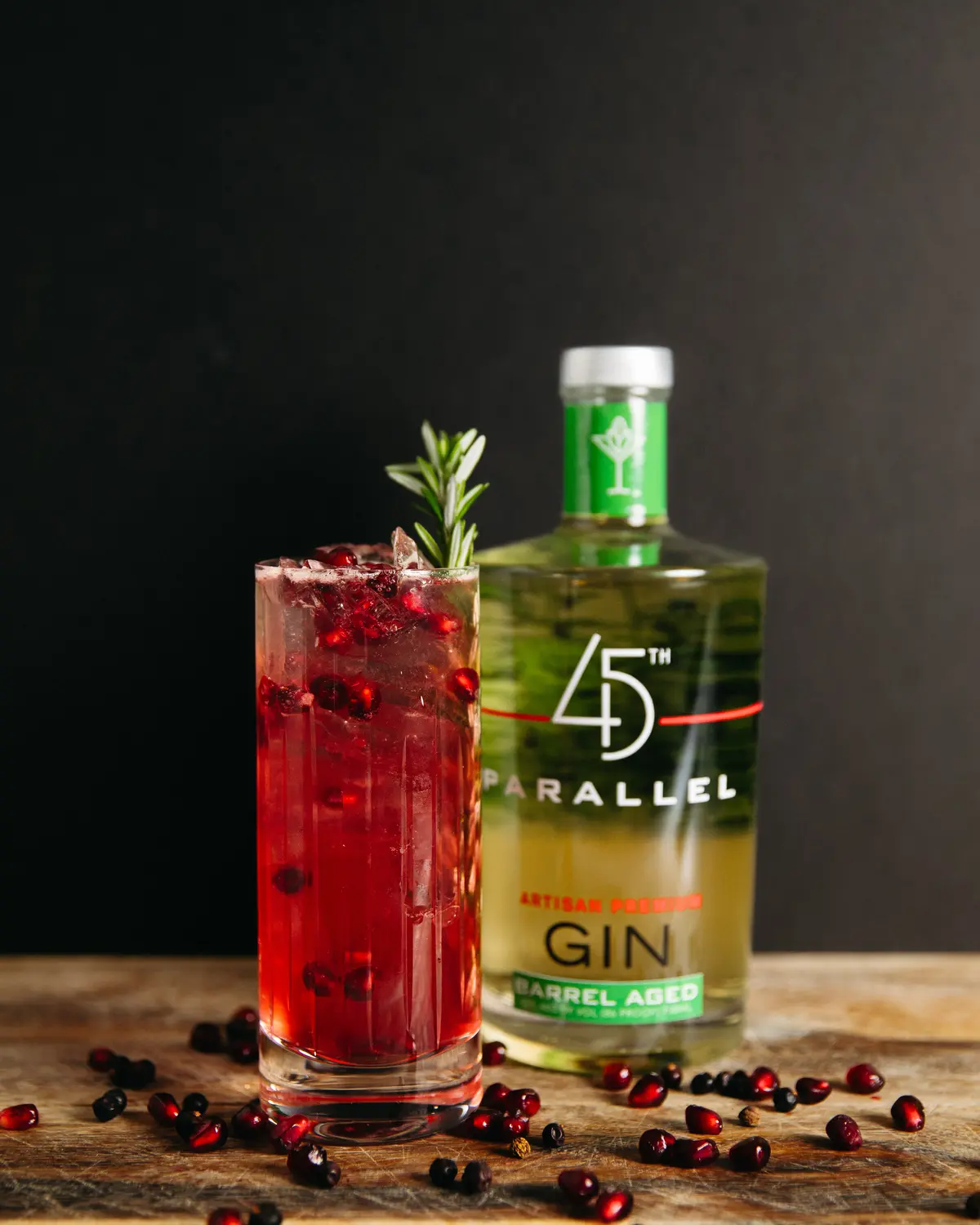 Pomegranate Gin Fizz with 45th Parallel Barrel-Aged Gin